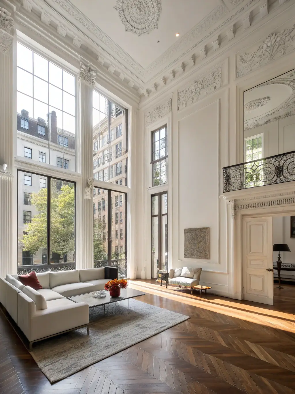 A renovated interior space with modern finishes and open-plan layout.